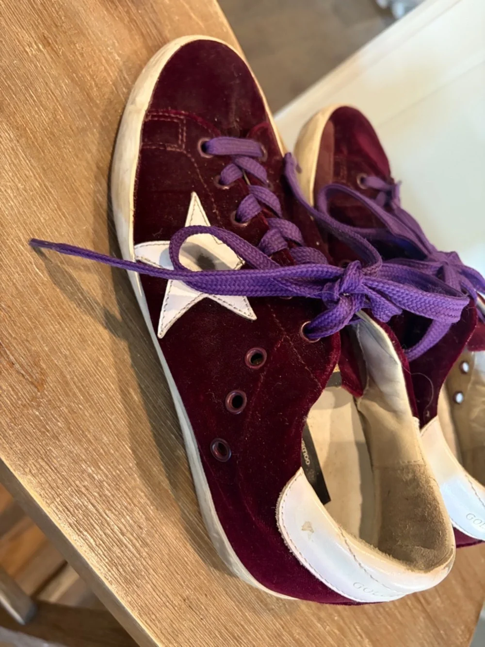 Golden Goose Burgundy Velvet Sneakers 37 6.5